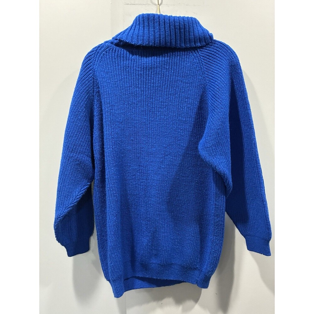 Vintage E.Z. Spirit Cobalt Blue Chunky Knit Turtleneck Sweater XS Oversized